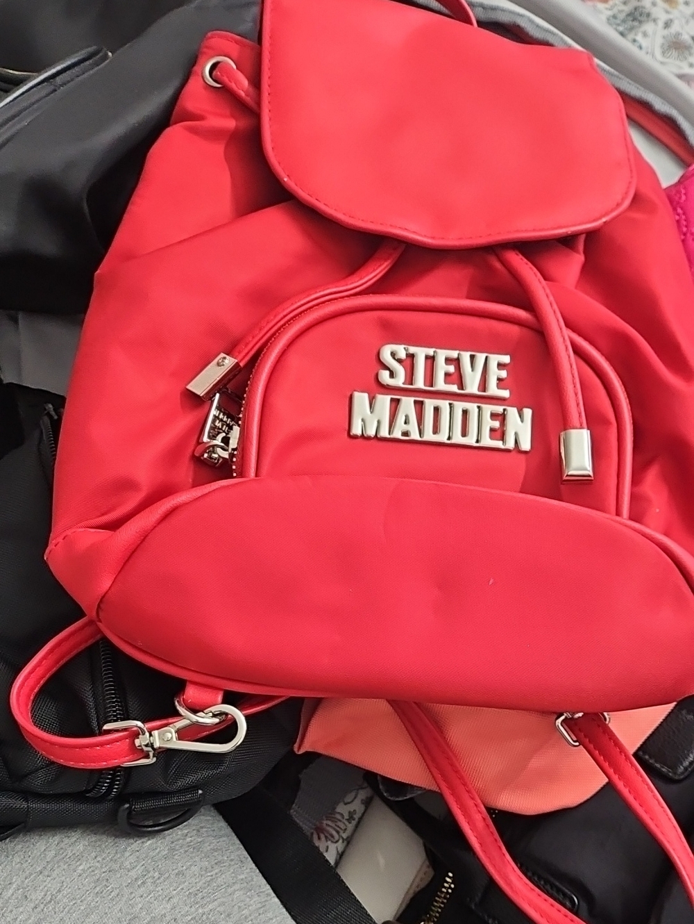 Steve Madden Bright Red Logo Backpack